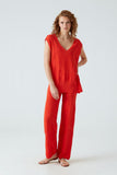 Wide Leg Beige Fine Knit Pants