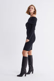 Bardot Neck Beige Midi Knitwear Dress