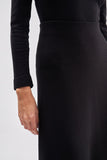 Midi Black Knitwear Flared Skirt