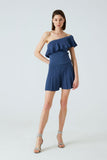 Blue Plated Mini Knit Short