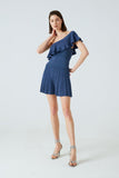 Blue Plated Mini Knit Short