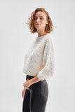 Low Shoulder Pearls Balloon Sleeve Knitwear Sweater