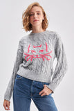Cable Knit Cat Patterned Knitwear Sweater