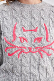Cable Knit Cat Patterned Knitwear Sweater