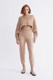 Cable Knit Brown Knitwear Crop