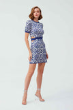Elastic Waist Belt Detailed Blue Mini  Dress