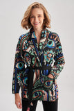 Eye Pattern Blue Knitwear Cardigan