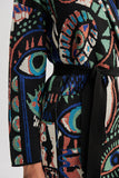 Eye Pattern Blue Knitwear Cardigan