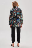 Eye Pattern Blue Knitwear Cardigan