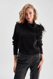 Full Turtleneck Feathered  Black Knitwear Sweater