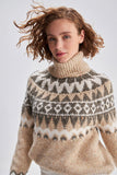Silvery Turtleneck Beige Knitwear Sweater