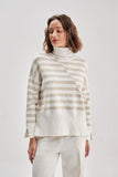 Asymmetrical Striped Turtleneck Knitwear Sweater