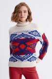Rug Black Stripe Detailed White Feather Knitwear Sweater