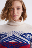 Rug Black Stripe Detailed White Feather Knitwear Sweater