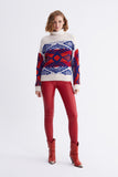 Rug Black Stripe Detailed White Feather Knitwear Sweater