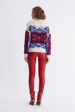 Rug Black Stripe Detailed White Feather Knitwear Sweater