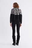 Baklava Pattern Stone Embroidered Black Knitwear Sweater