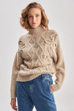 Back Detailed Stone Embroidered Beige Knitwear Sweater