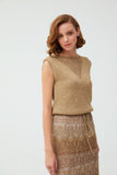 Gold Openwork Midi  Dress