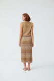 Gold Openwork Midi  Dress