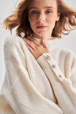 Feather Detailed Half Neck Ecru Knitwear Sweater