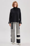 Black and White Patterned Knitwear Trousers