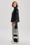 Black and White Patterned Knitwear Trousers