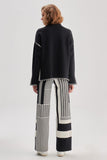 Black and White Patterned Knitwear Trousers