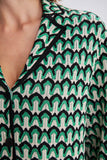 Geometric Patterned Green Knitwear Kimono Jacket