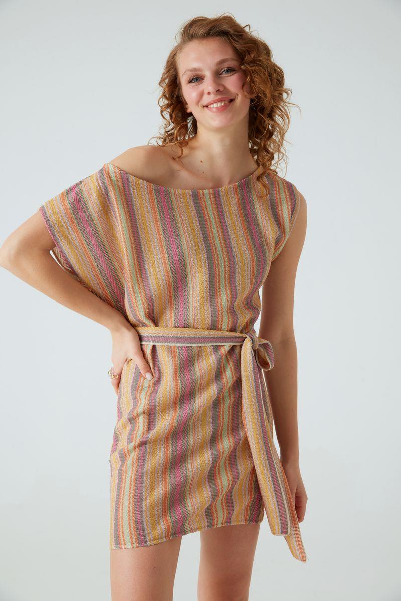 Multicolor Striped Fine Knit Dress