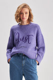 Crew Neck Slogan Knitwear Skirt