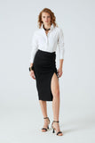Side Slit Ruched Knit Skirt