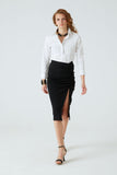 Side Slit Ruched Knit Skirt