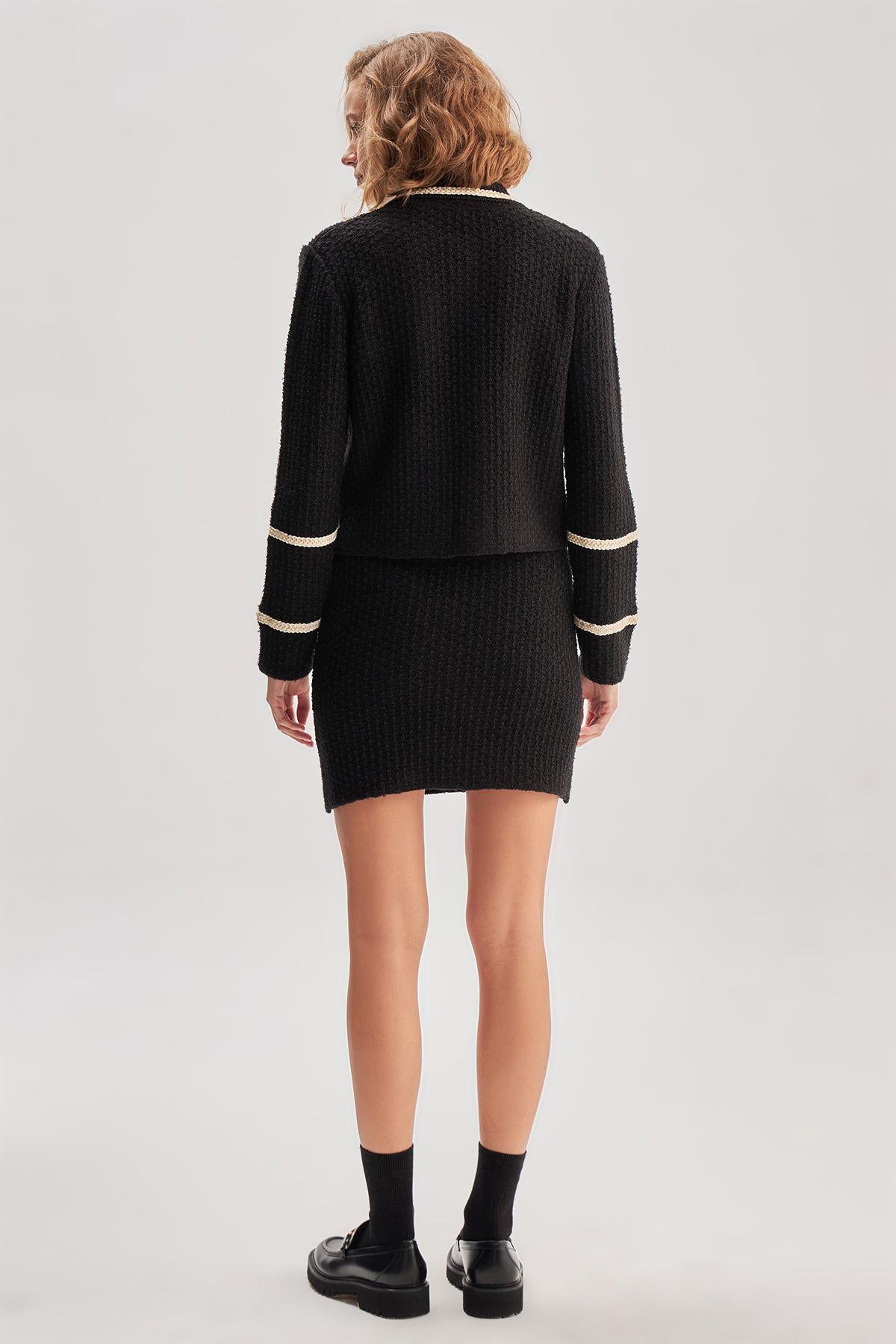 Black Tweed Knitwear Skirt