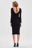Decollete Detailed Midi Black Knitwear Dress
