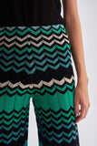 Green Black Zigzag Pattern Lined Knitwear Trousers